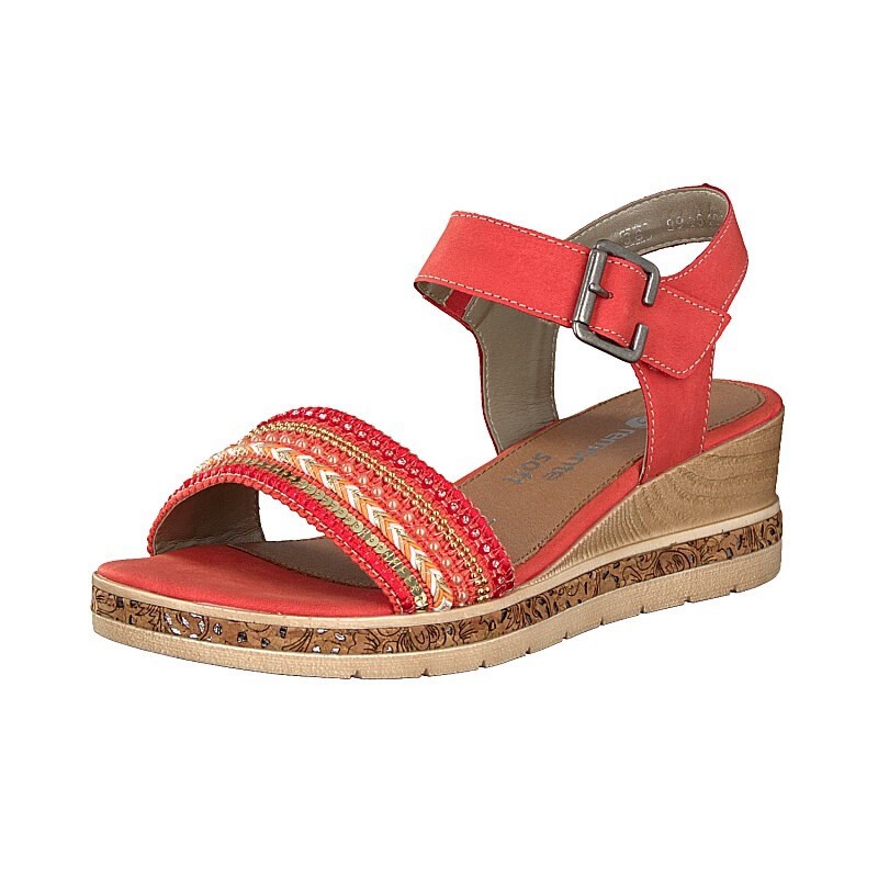 Sandalias Cunha Rieker D3051-33 Para Mulher - Vermelhas